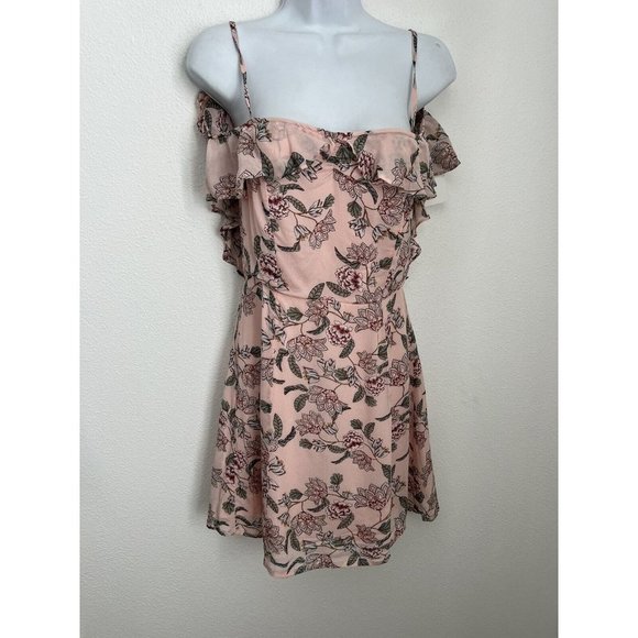 For Love & Lemons Women's Mini Dress Pink Floral Ruffle Strap Sleeve Siz… - Picture 1 of 8